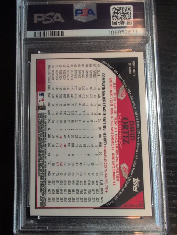 2009 TOPPS CHROME REFRACTOR DAVID ORTIZ #16 HALL OF FAME PSA 9 view 2