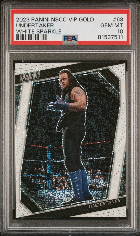 2023 Panini NSCC VIP GOLD Undertaker White Sparkle Prizm PSA 10 #63 (POP 4) WWE 