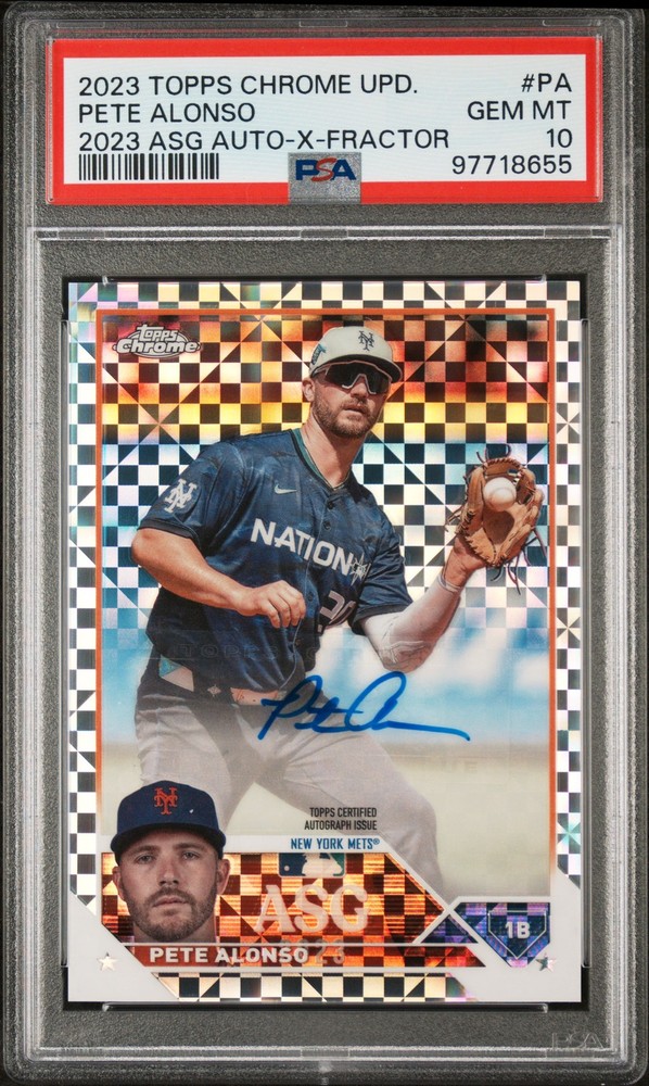 Pete Alonso 2023 Topps Chrome ASG Autographs X-Fractor PSA 10 Mets