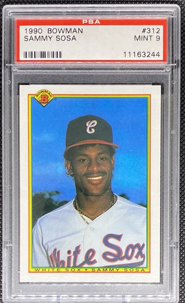 Sammy Sosa 1990 Bowman #312 Rookie PSA 9 Mint RC view 1