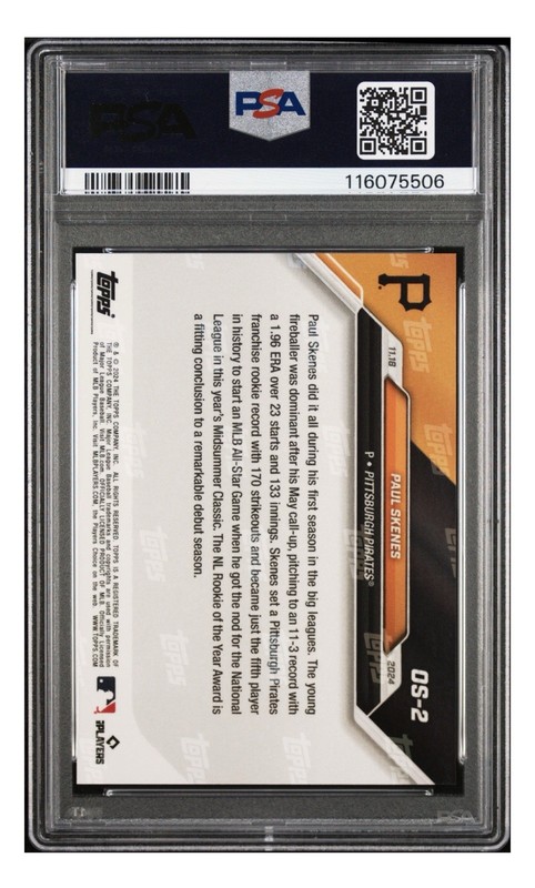 Topps Now Off-Season Award Winners Paul Skenes #OS-2 PSA 10 RC /43593 view 2