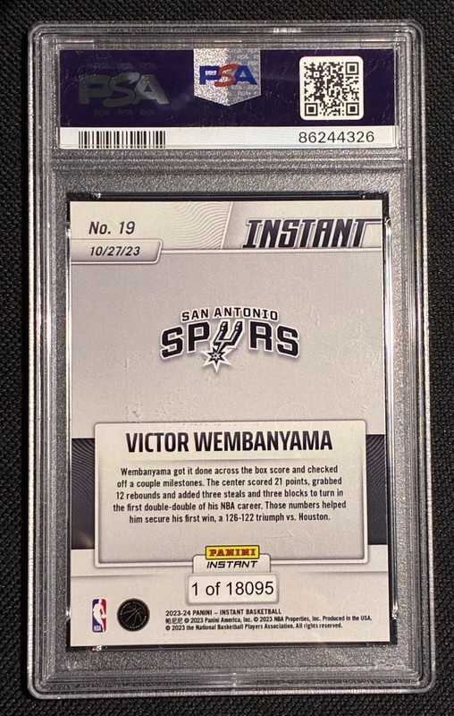 Victor Wembanyama RC 2023-24 Panini Instant #19 PSA 9 MINT Rookie view 2