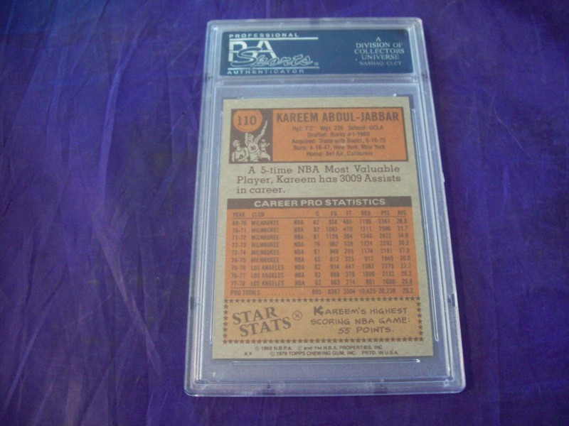 1978 TOPPS BASKETBALL #110 KAREEM ABDUL-JABBAR PSA 8 view 2