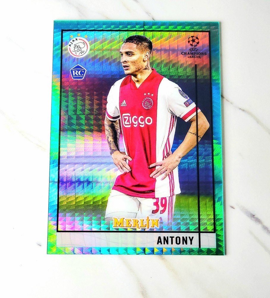 2020-21 Topps Merlin Chrome UEFA Antony RC Aqua Prizm Refractor #45 AFC AJAX