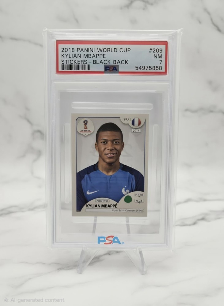 2018 Panini World Cup Stickers #209 Kylian Mbappe PSA 7 Black Back France Madrid