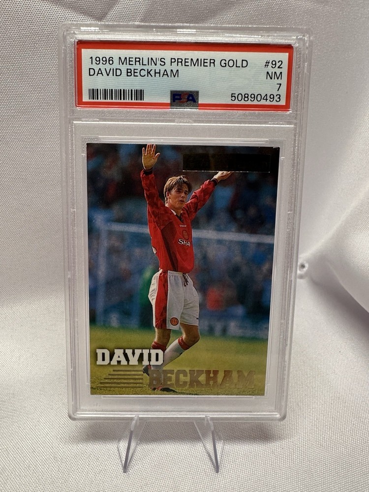 1996 Merlins Premier Gold David Beckham Rookie RC #092 PSA 7