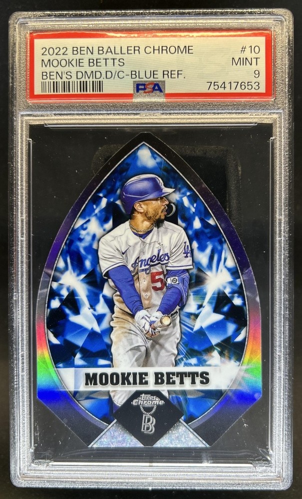 2022 Topps Chrome Ben Baller Mookie Betts Ben's Diamond Die-Cuts Blue #/75 PSA 9