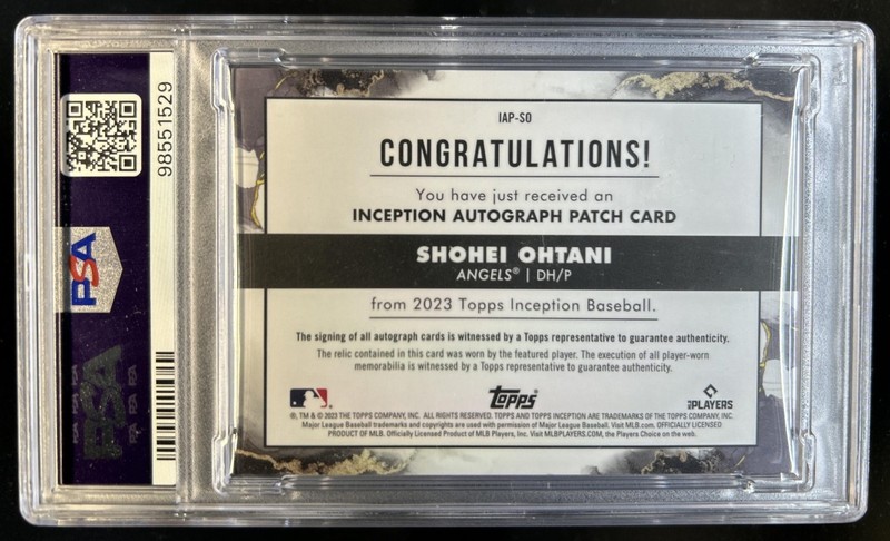 2023 Topps Inception Shohei Ohtani Patch Auto Autograph Red #/25 Angels PSA 9 view 2