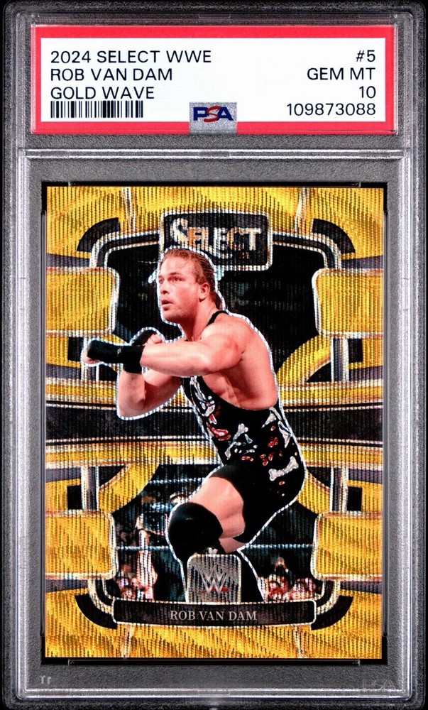 2024 Panini Select WWE Gold Prizm Rob Van Dam #5 RVD Bookend 10/10 PSA 10 Pop 1!