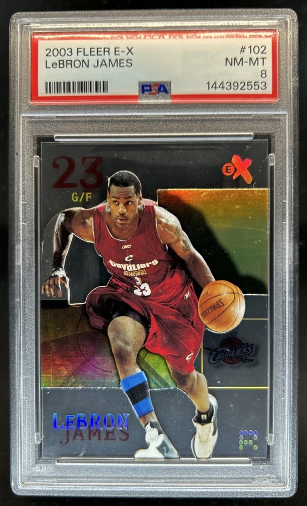 2003-04 Fleer E-X LeBron James Rookie RC #102 Cavaliers PSA 8