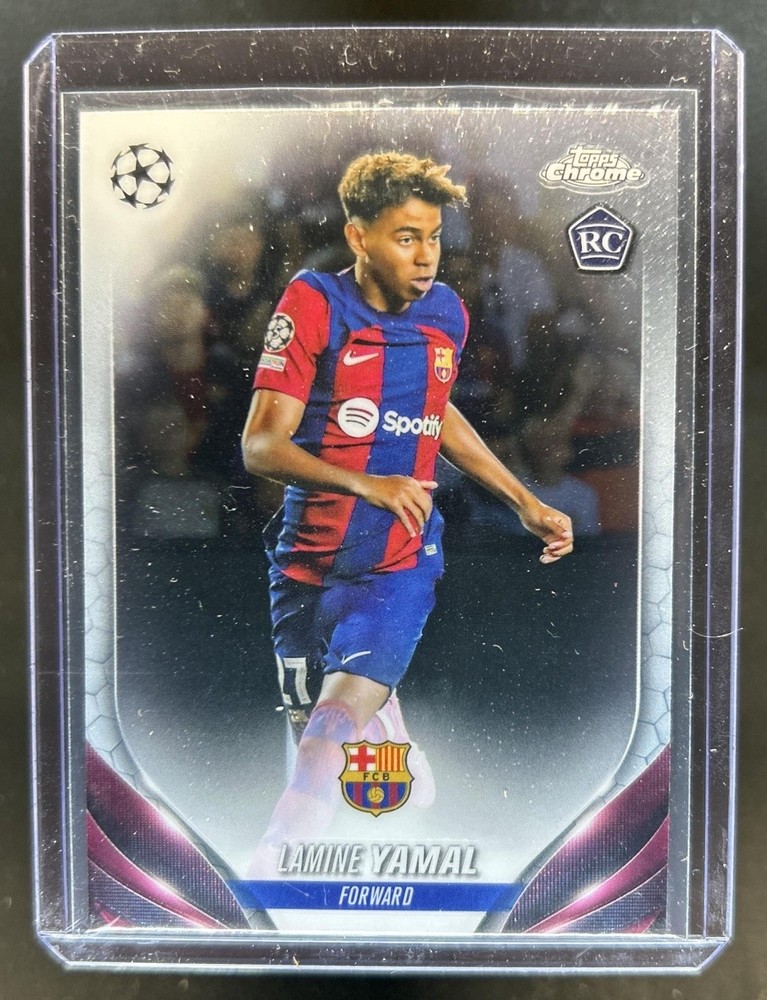 2023-24 Topps Chrome UEFA Lamine Yamal RC Refractor Rookie #64 Barcelona
