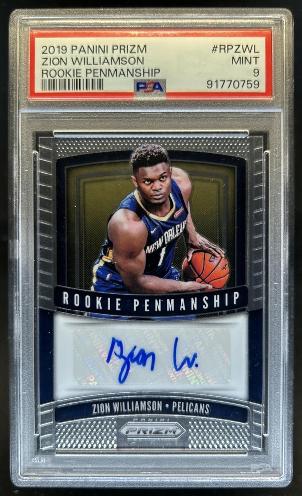 2019-20 Panini Prizm Zion Williamson Rookie Penmanship Auto RC #RP-ZWL PSA 9