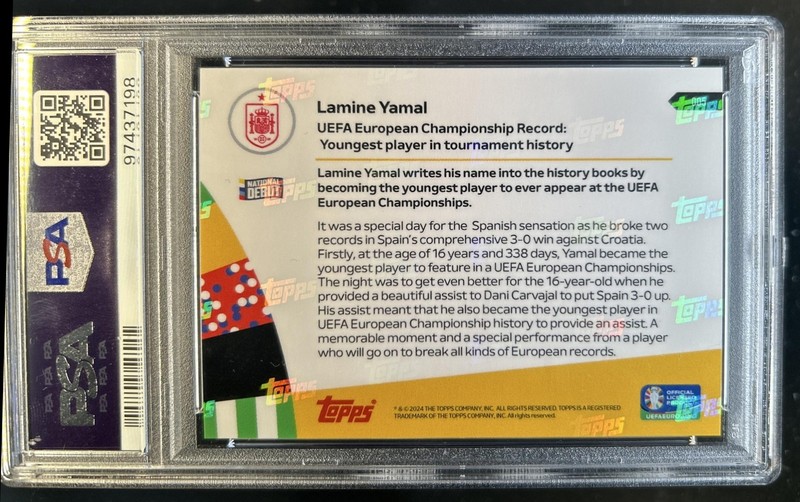 2024 Topps Now UEFA EURO Lamine Yamal #5 PSA 10 GEM MINT view 2