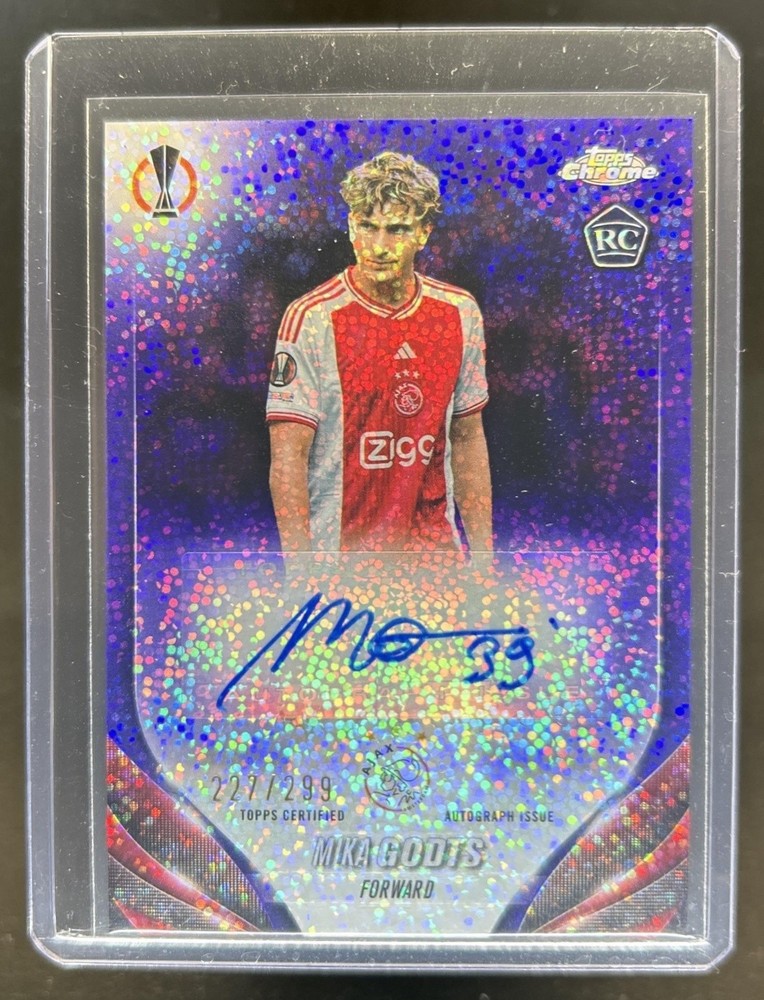 2023-24 Topps Chrome UEFA Mika Godts Auto RC Violet Speckle Rookie #/299
