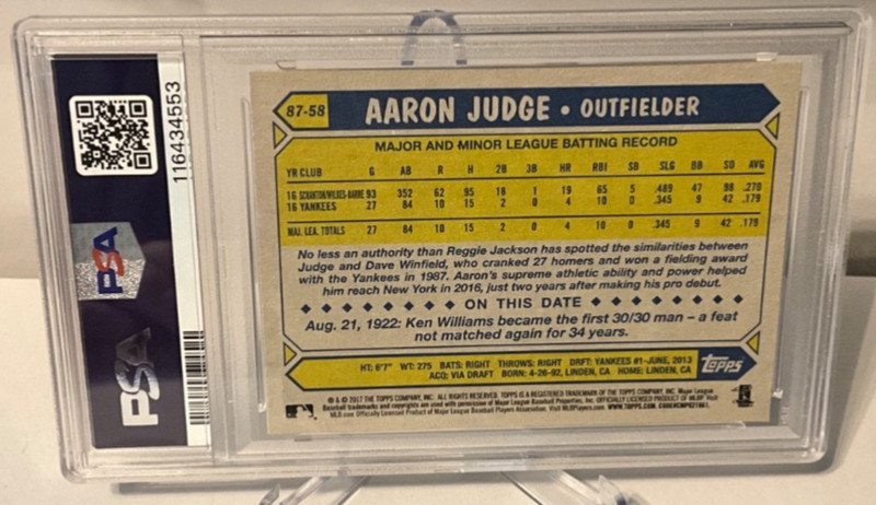 2017 Topps - 1987 Topps Baseball 30th - Aaron Judge #87-58 (RC) PSA 9 view 2