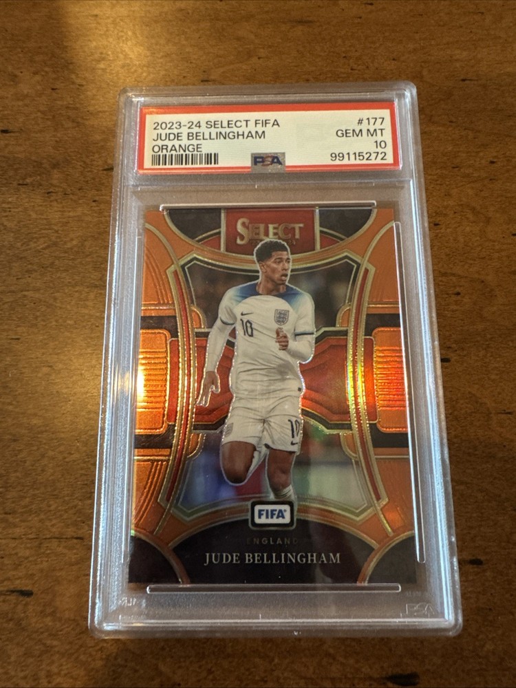 2023-24 Panini Select FIFA Jude Bellingham Orange Prizm 39/49 PSA 10