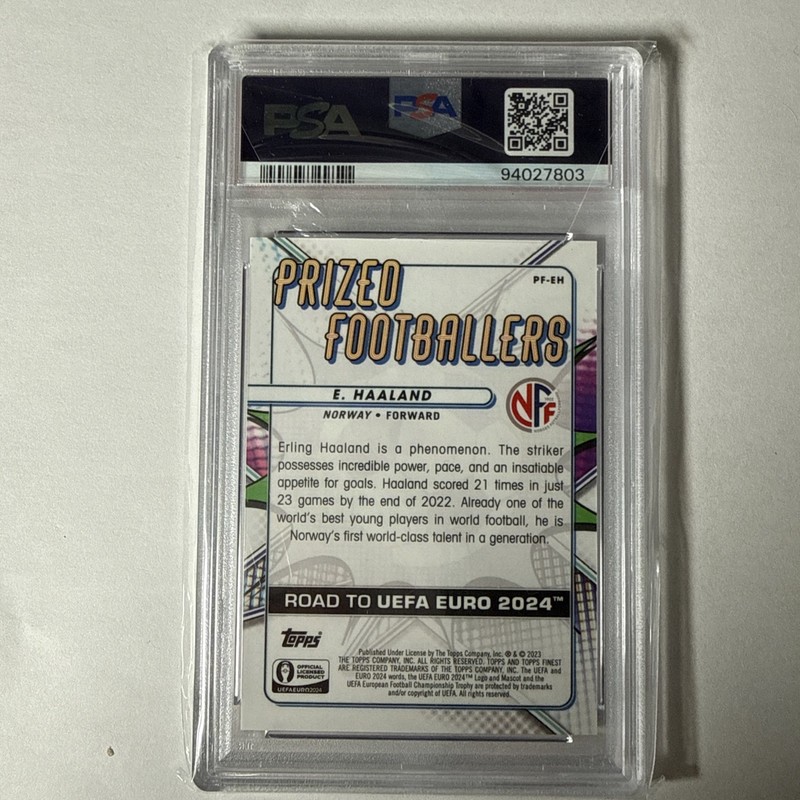 2023 Topps Finest Euro 2024 - Prized Footballers Erling Haaland Rose Gold /75 view 2