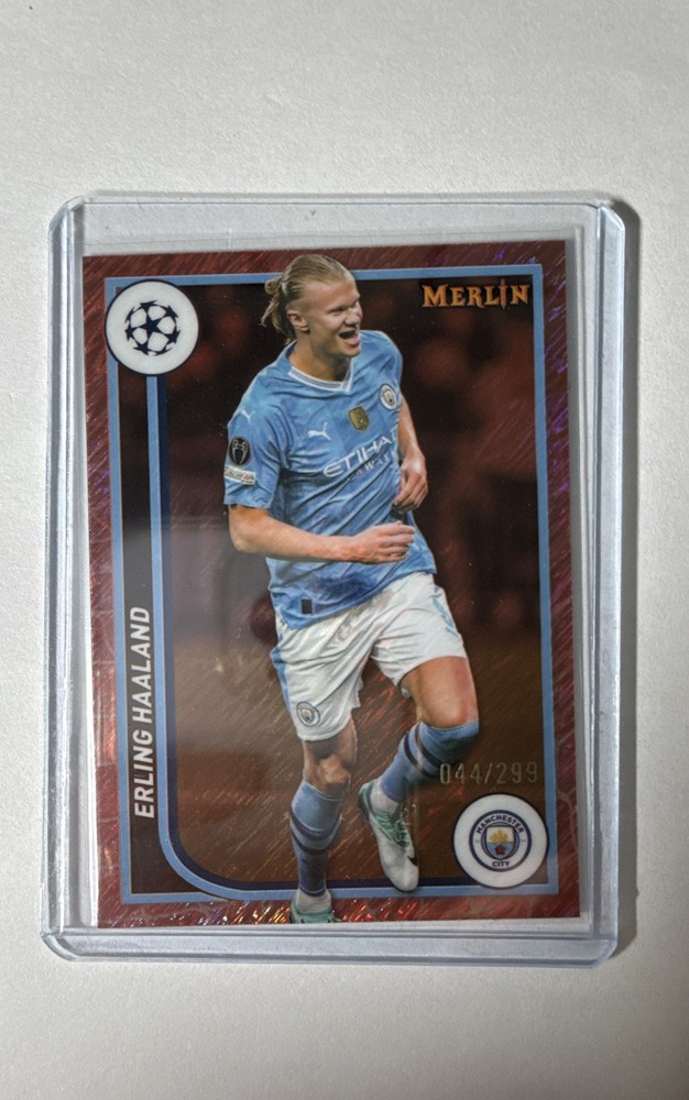 2023-24 Topps Merlin Uefa - Erling Haaland #73 Rose Gold Shimmer Refractor /299