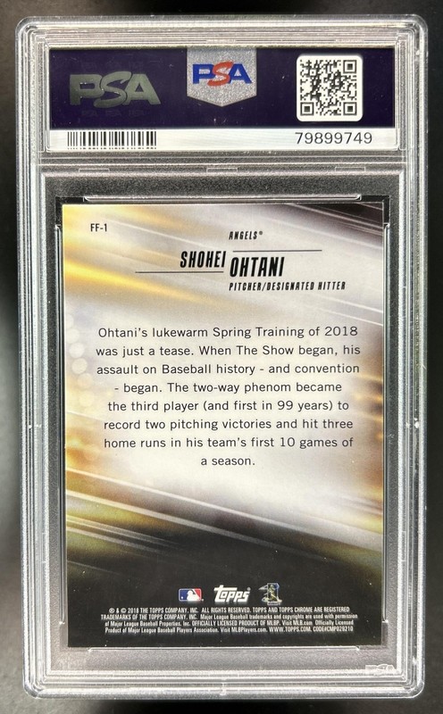 2018 Topps Chrome Shohei Ohtani Freshman Flash RC Rookie #FF-1 Angels PSA 10 view 2
