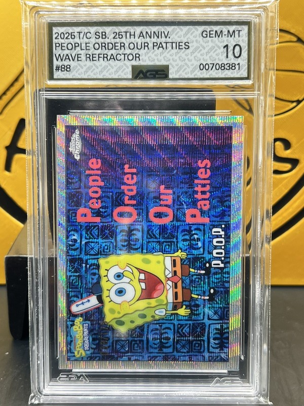 SpongeBob SquarePants Topps Chrome P.O.O.P. People Order Our Patties /175 AGS 10 view 2