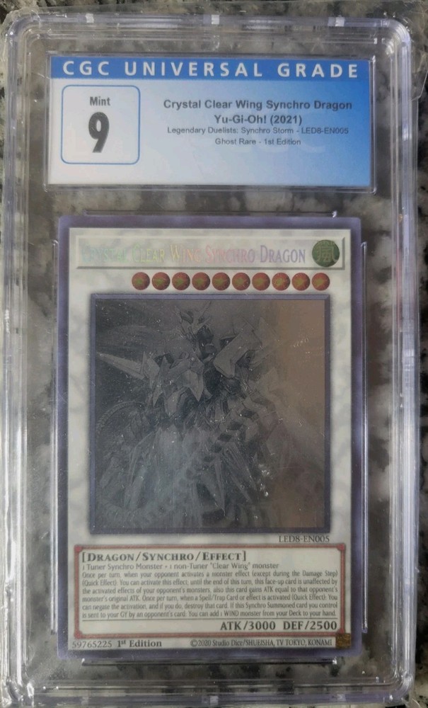 Crystal Clear Wing Synchro Dragon LED8-EN005 Ghost Rare 1st Edition Near Mint