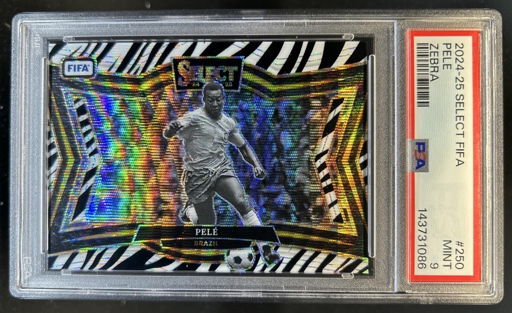 2024-25 Panini Select FIFA Pele Field SP Zebra #250 Brazil PSA 9