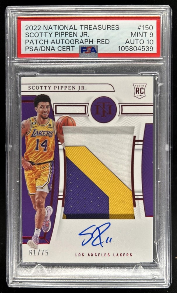 2022-23 National Treasures Scotty Pippen Jr. RC Patch Red Auto #/75 PSA 9/10