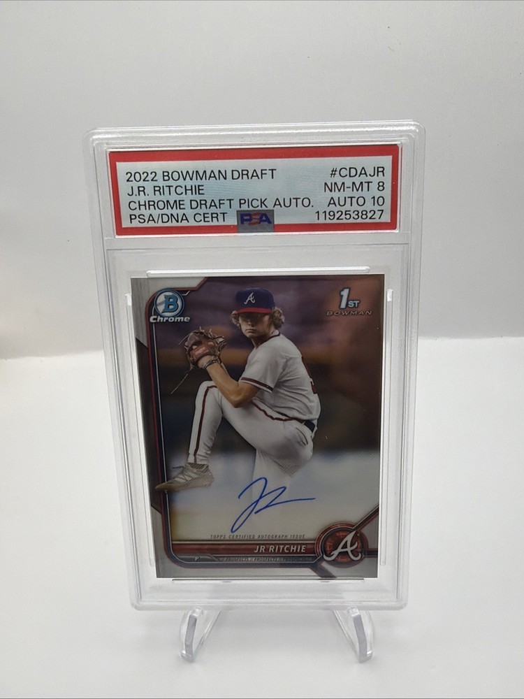 PSA 8 JR Ritchie Signed 2022 Bowman Draft 1st Bowman Chrome ATL AUTO 10