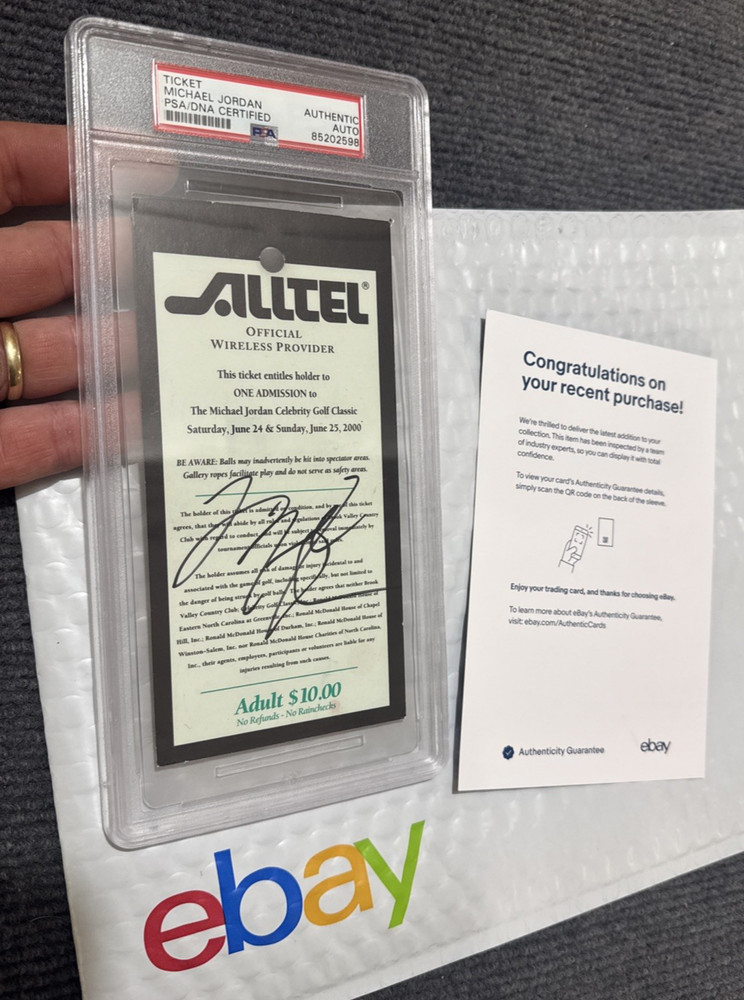 Michael Jordan Autograph PSA DNA Authentic Original Golf Ticket Card Auto MJ