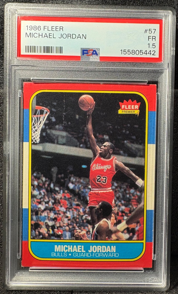1986 Fleer #57 Michael Jordan ROOKIE PSA 1.5 - CENTERED - crease - GOAT GRAIL!!!