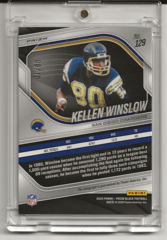 2025 Prizm Black Kellen Winslow Gold Shimmer Auto # 06/10 view 2