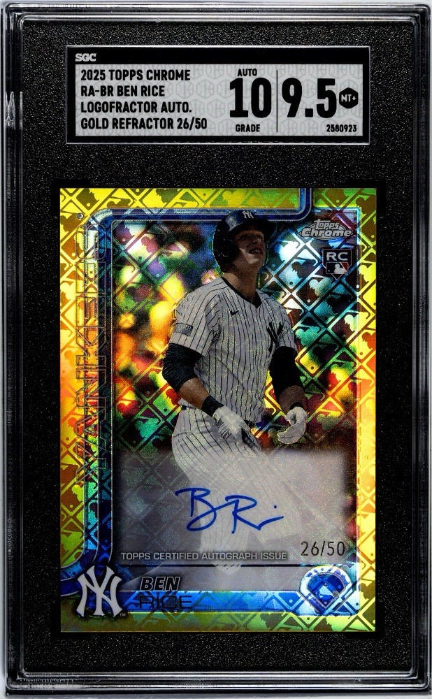 2025 Topps Chrome Logofractor Auto Ben Rice #RA-BR Gold Refractor /50 SGC 9.5
