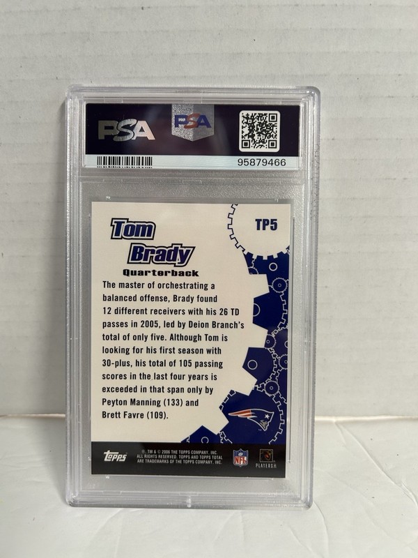 2006 Topps Draft Picks Prospects Tom Brady #21 Patriots PSA 10 GEM MINT view 2
