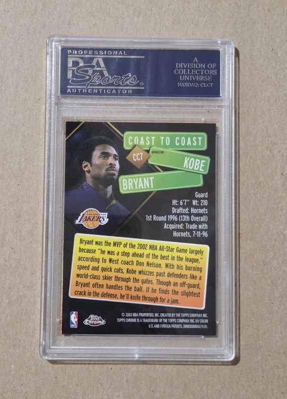 2002 Topps Chrome Kobe Bryant Coast To Coast Refractor #CC7 PSA 9 view 2