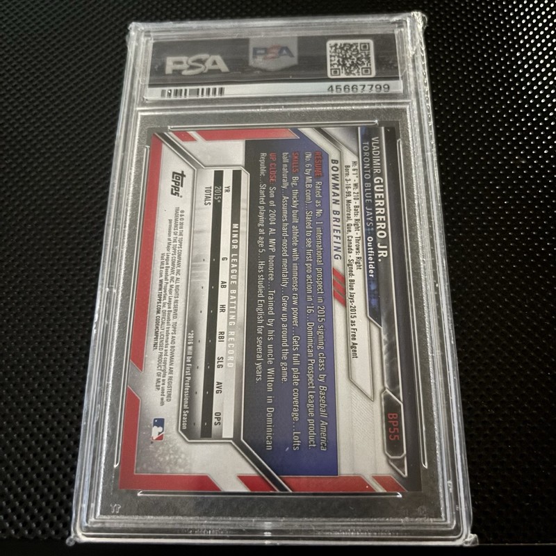 PSA 10 2016 Bowman Prospects Vladimir Guerrero Jr. 1st Bowman #BP55 Jays view 2