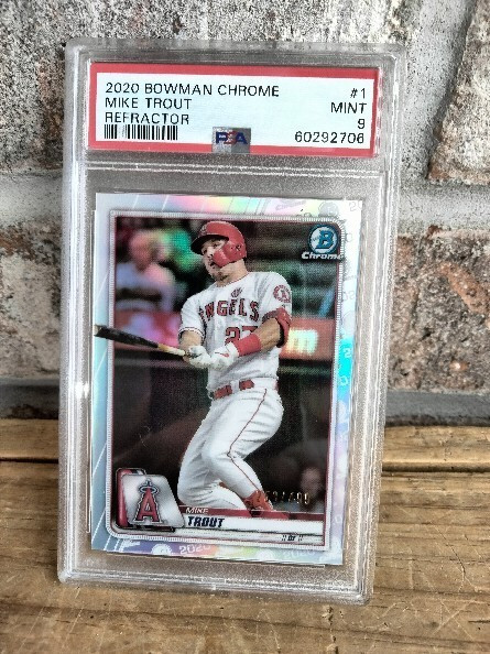 MIKE TROUT 2020 BOWMAN CHROME REFRACTOR PSA 9