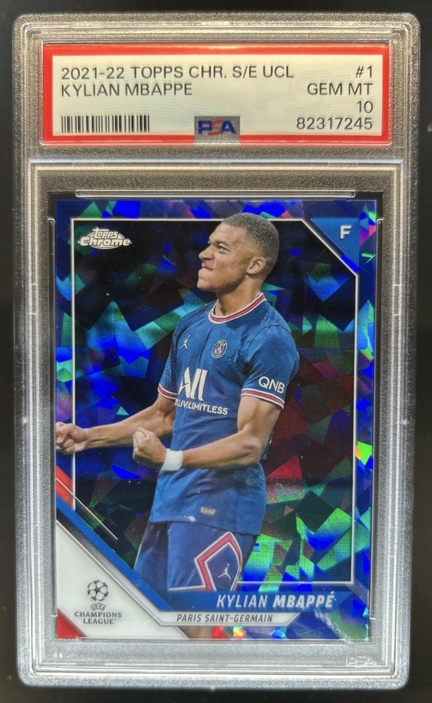 2021 Topps Chrome Sapphire UEFA Kylian Mbappe #1 PSG PSA 10 GEM MINT