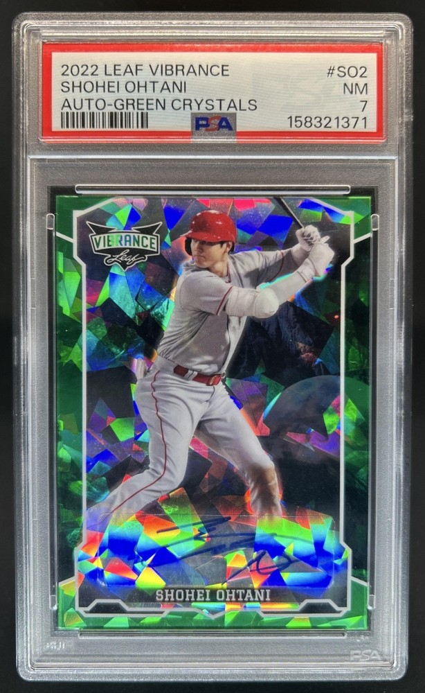 2022 Leaf Vibrance Shohei Ohtani Green Crystals Auto Autograph #/7 PSA 7 Angels