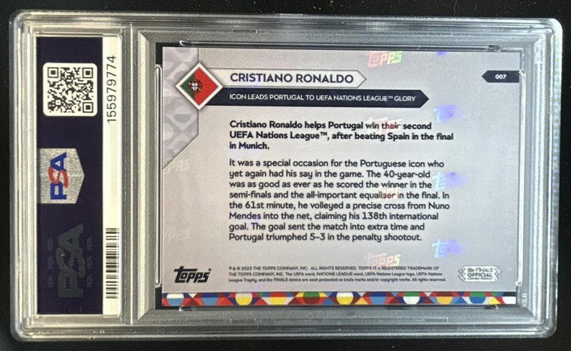 2025 Topps Now UEFA Nations League Cristiano Ronaldo #7 PSA 10 GEM MINT view 2