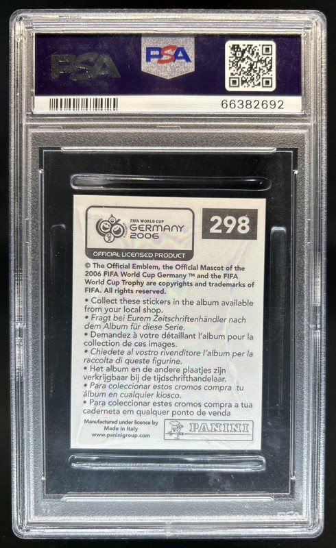2006 Panini World Cup Stickers Cristiano Ronaldo #298 Portugal PSA 9 view 2