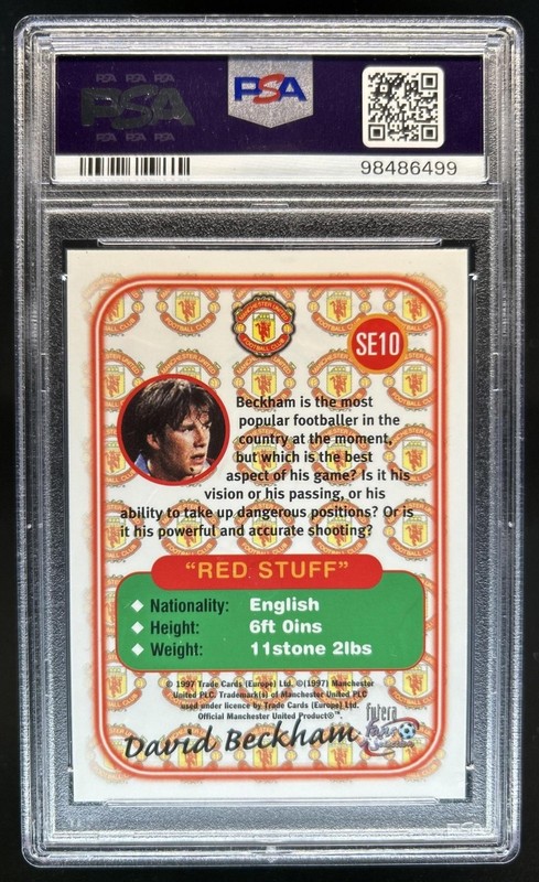 1997-98 Futera Fans Selection Special David Beckham Manchester #SE10 PSA 10 view 2