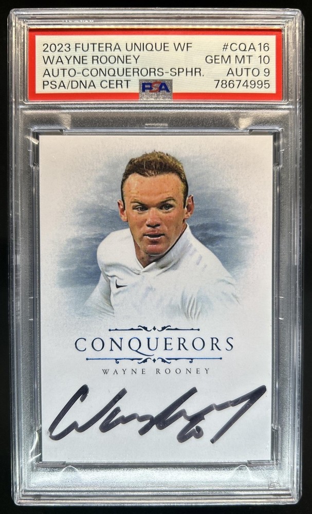 2023 Futera Unique Wayne Rooney Conquerors Sapphire Auto #07/08 PSA 10 Auto 9