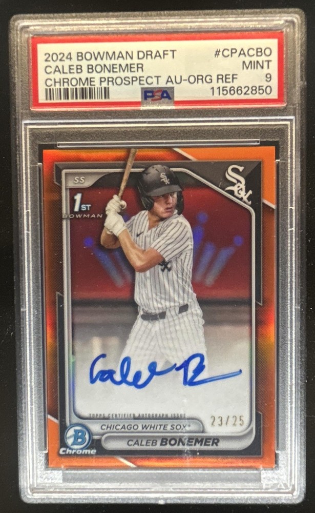 2024 Bowman Draft Caleb Bonemer Chrome Auto Orange Refractor 1st #/25 PSA 9