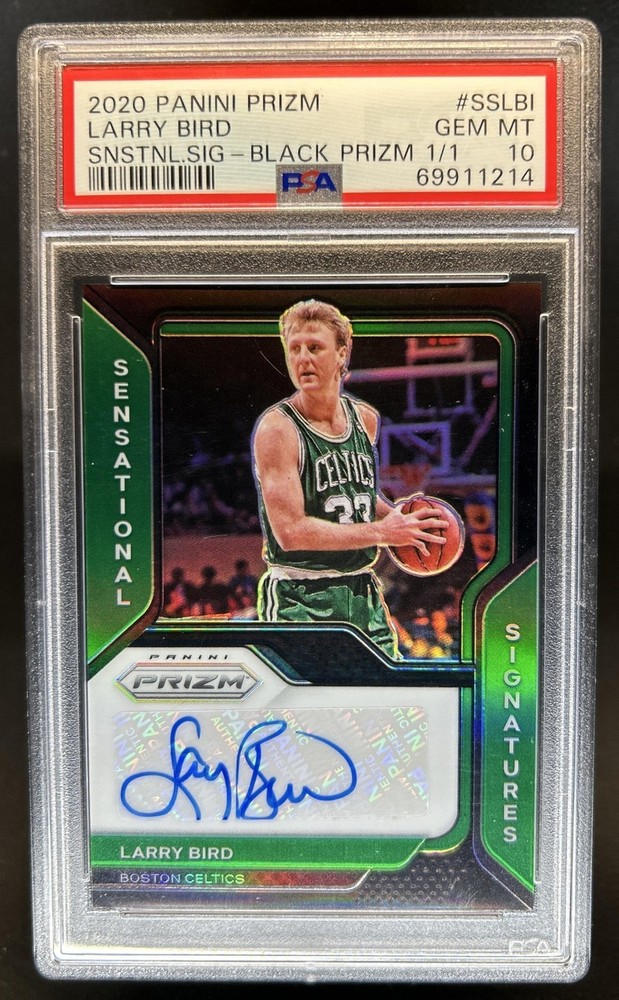 2020-21 Prizm Larry Bird Sensational Signatures Prizm Black Auto #1/1 PSA 10