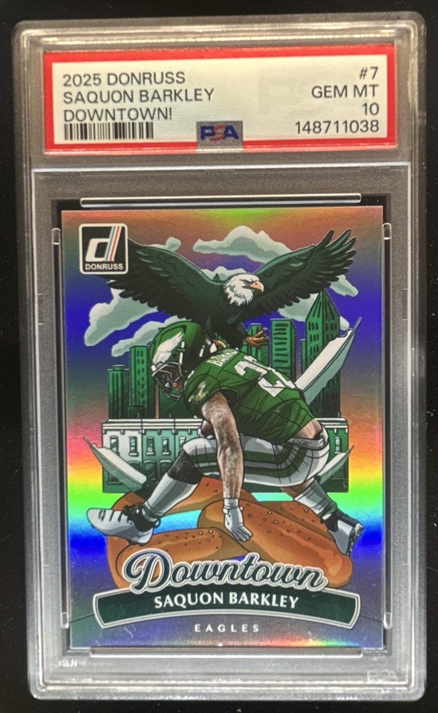 2025 Panini Donruss Saquon Barkley Downtown! SP #7 Eagles PSA 10 GEM MINT