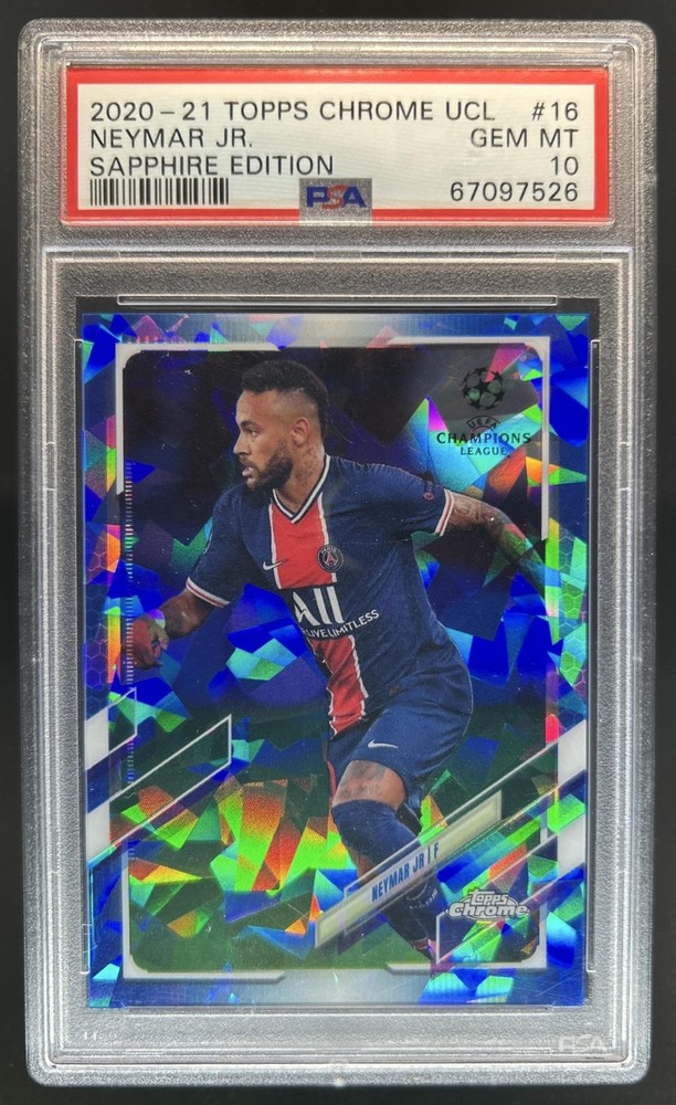 2020 Topps Chrome Sapphire UEFA Neymar Jr #16 PSG PSA 10 GEM MINT