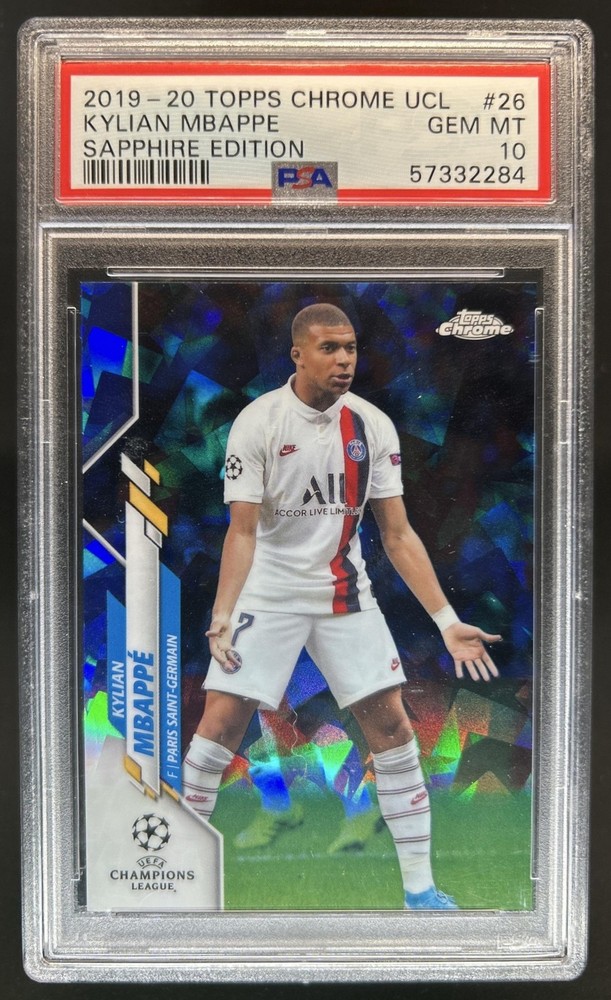2019 Topps Chrome Sapphire UEFA Kylian Mbappe #26 PSG PSA 10 GEM MINT