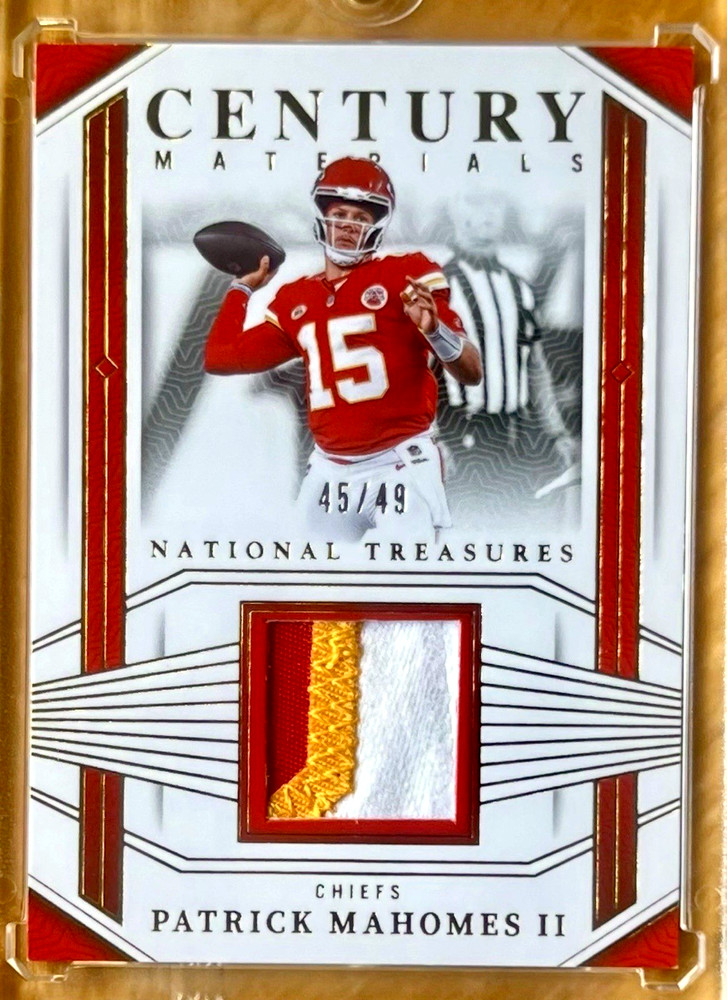 PATRICK MAHOMES II 2023 National Treasures CENTURY MATERIALS 3 Color Patch 45/49