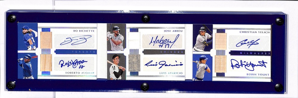 National Treasures Alomar Bichette Abreu Yount Yelich Yount Bat Auto Book