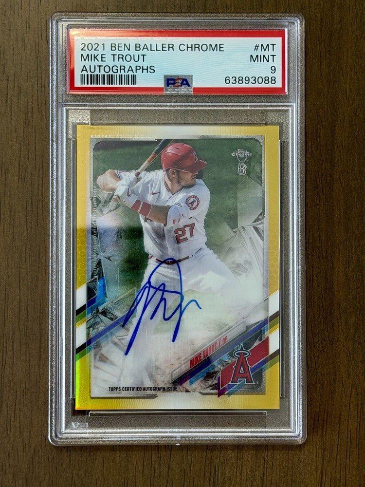 2021 Topps Chrome Ben Baller Mike Trout Gold Refractor Auto /50 PSA 9 ON CARD